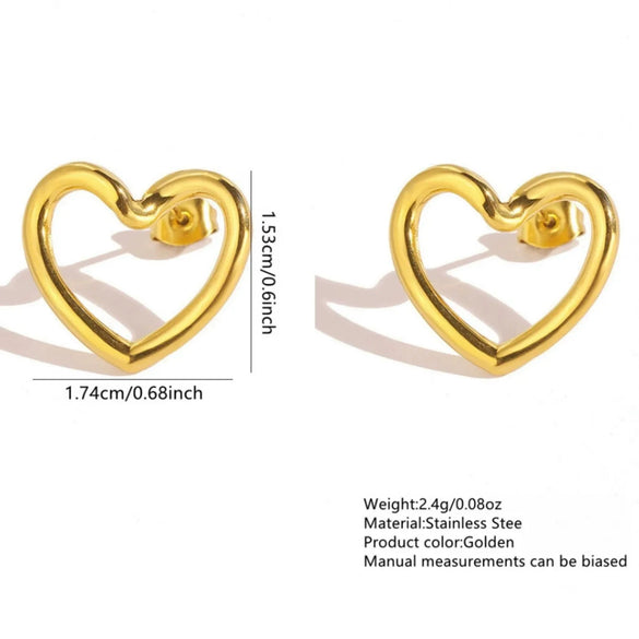 Women's Stainless Steel Heart Shaped Earrings Electroplated Geometric Love Heart Design Simple Modern Fashion Jewelry