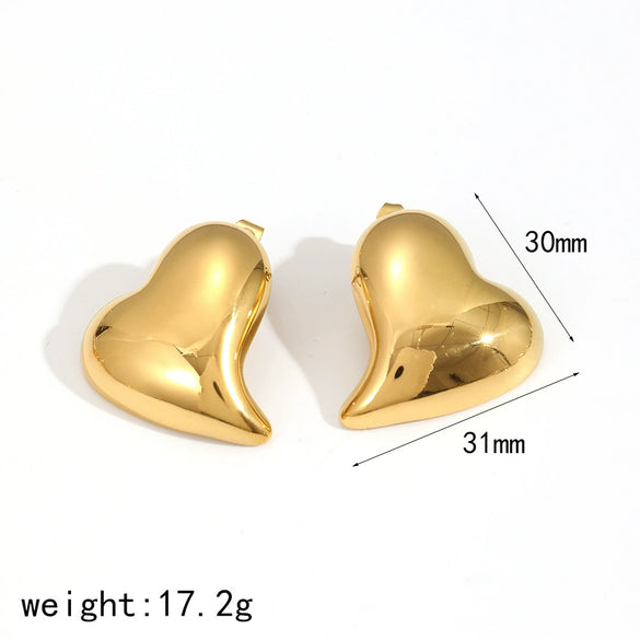 Women's Stainless Steel Heart Shaped Electroplated Geometric Love Earrings