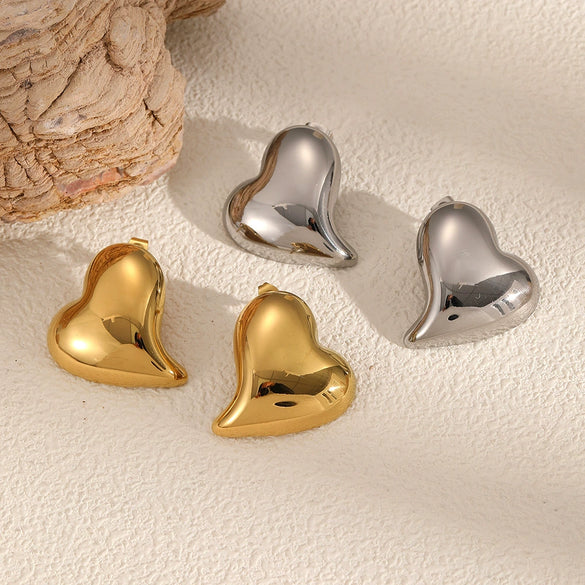Women's Stainless Steel Heart Shaped Electroplated Geometric Love Earrings
