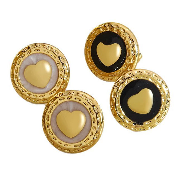 Women's Stainless Steel Heart Shaped Geometric Earrings With Oil Drip Finish Electroplated Fashion Jewelry