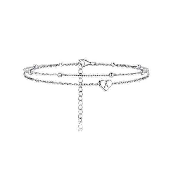 Women's Stainless Steel Heart Shaped Letter Anklet Fashion Simple Alphabet Jewelry