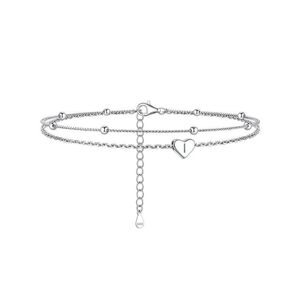 Women's Stainless Steel Heart Shaped Letter Anklet Fashion Simple Alphabet Jewelry