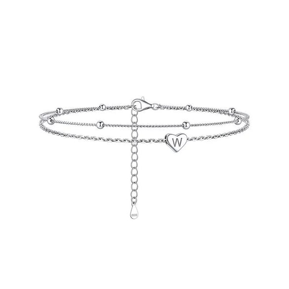 Women's Stainless Steel Heart Shaped Letter Anklet Fashion Simple Alphabet Jewelry