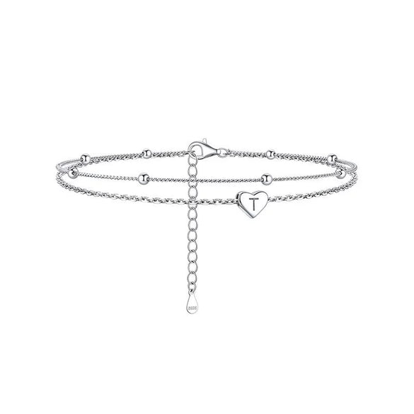 Women's Stainless Steel Heart Shaped Letter Anklet Fashion Simple Alphabet Jewelry