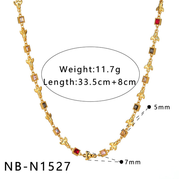 Women's Stainless Steel Heart Shell Geometric Necklace And Bracelet Set With 18K Vacuum Plated Regular Chain