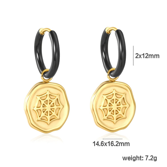 Women's Stainless Steel Heart Water Drop And Bell Pendant Necklace And Earrings Set With Electroplated Geometric Design