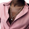 Women's Stainless Steel Heart Y Necklace With Geometric Pendant Electroplated Light Luxury Layered Clavicle Chain