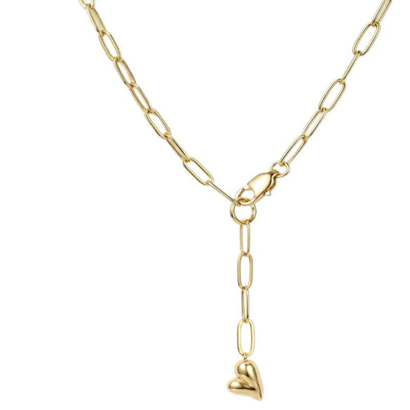 Women's Stainless Steel Heart Y Necklace With Geometric Pendant Electroplated Light Luxury Layered Clavicle Chain