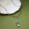 Women's Stainless Steel Heart Y Necklace With Geometric Pendant Electroplated Light Luxury Layered Clavicle Chain