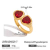 Women's Stainless Steel Heart Zircon Ring With Geometric Pattern And Electroplating