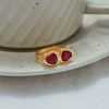 Women's Stainless Steel Heart Zircon Ring With Geometric Pattern And Electroplating