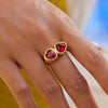 Women's Stainless Steel Heart Zircon Ring With Geometric Pattern And Electroplating