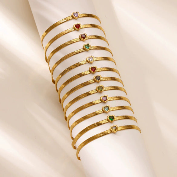 Women's Stainless Steel Heartshaped Geometric Creative Minimalist Electroplated Bracelet