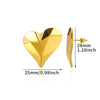 Women's Stainless Steel Heartshaped Golden Exaggerated Stud Earrings With Petals Textured And Electroplating Design