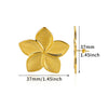 Women's Stainless Steel Heartshaped Golden Exaggerated Stud Earrings With Petals Textured And Electroplating Design