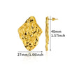 Women's Stainless Steel Heartshaped Golden Exaggerated Stud Earrings With Petals Textured And Electroplating Design
