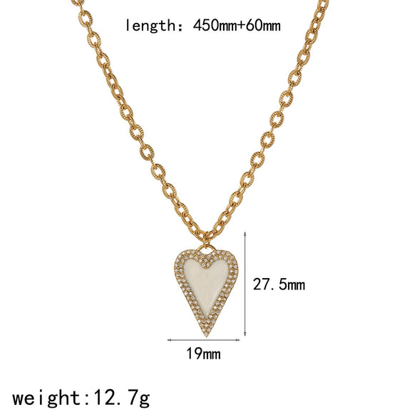 Women's Stainless Steel Heartshaped Love Necklace With Diamondencrusted And Electroplated Design