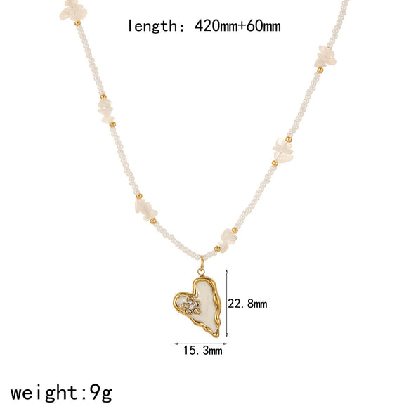 Women's Stainless Steel Heartshaped Love Necklace With Diamondencrusted And Electroplated Design
