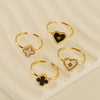 Women's 316L Stainless Steel Heartshaped Open Ring With Fourleaf Clover Pattern And Electroplating