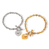 Women's Stainless Steel Heartshaped Ot Buckle Pendant Bracelet With Geometric Pattern And Electroplating