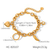 Women's Stainless Steel Heartshaped Ot Buckle Pendant Bracelet With Geometric Pattern And Electroplating