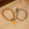 Women's Stainless Steel Heartshaped Ot Buckle Pendant Bracelet With Geometric Pattern And Electroplating