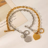 Women's Stainless Steel Heartshaped Ot Buckle Pendant Bracelet With Geometric Pattern And Electroplating