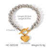 Women's Stainless Steel Heartshaped Ot Buckle Pendant Bracelet With Geometric Pattern And Electroplating