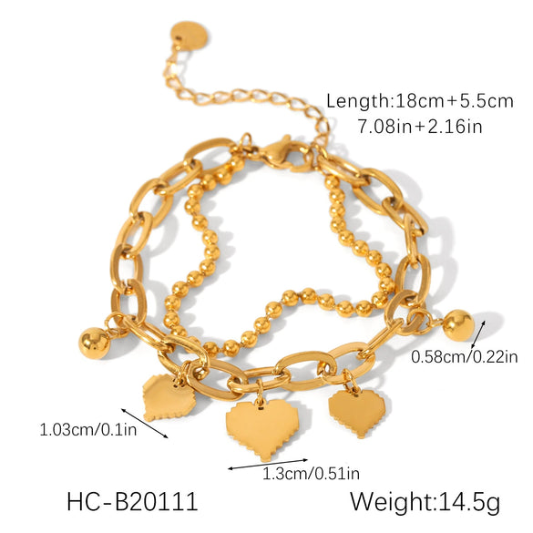 Women's Stainless Steel Heartshaped Ot Buckle Pendant Bracelet With Geometric Pattern And Electroplating