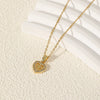 Women's Stainless Steel Heartshaped Religious Pendant Necklace With Mixed Gemstone Setting And Electroplating