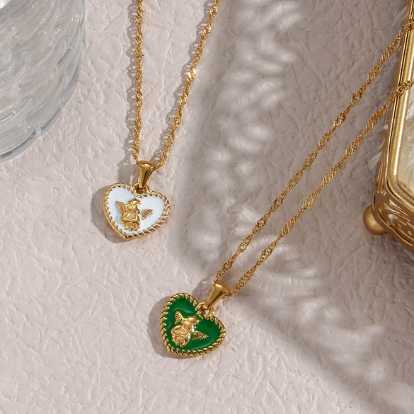 Women's Stainless Steel Heartshaped Retro Trendy Pendant Jewelry With Geometric Pattern And Electroplating