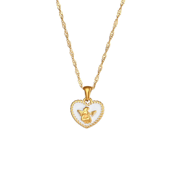 Women's Stainless Steel Heartshaped Retro Trendy Pendant Jewelry With Geometric Pattern And Electroplating