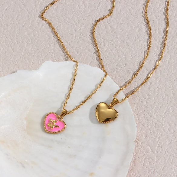 Women's Stainless Steel Heartshaped Retro Trendy Pendant Jewelry With Geometric Pattern And Electroplating