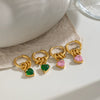 Women's Stainless Steel Heartshaped Zircon Earrings With Pvd Vacuum Gold Plating Elegant Fashion Jewelry