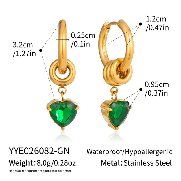 Women's Stainless Steel Heartshaped Zircon Earrings With Pvd Vacuum Gold Plating Elegant Fashion Jewelry