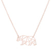 Women's Stainless Steel Hollow Bear Pendant Necklace With Geometric Animal Design And Electroplated Finish
