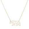 Women's Stainless Steel Hollow Bear Pendant Necklace With Geometric Animal Design And Electroplated Finish