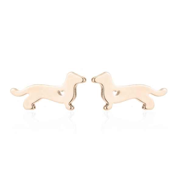 Women's Stainless Steel Hollow Out Heart Dog Earrings With Electroplated Finish Cute Animal Zodiac Jewelry Design
