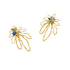 Women's Stainless Steel Hollow Petals Inlaid With Colorful Natural Stone Retro Electroplated Earrings