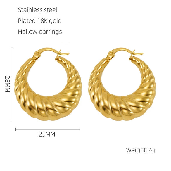 Women's 316L Stainless Steel Hollow Ushape Geometric Electroplating Earrings