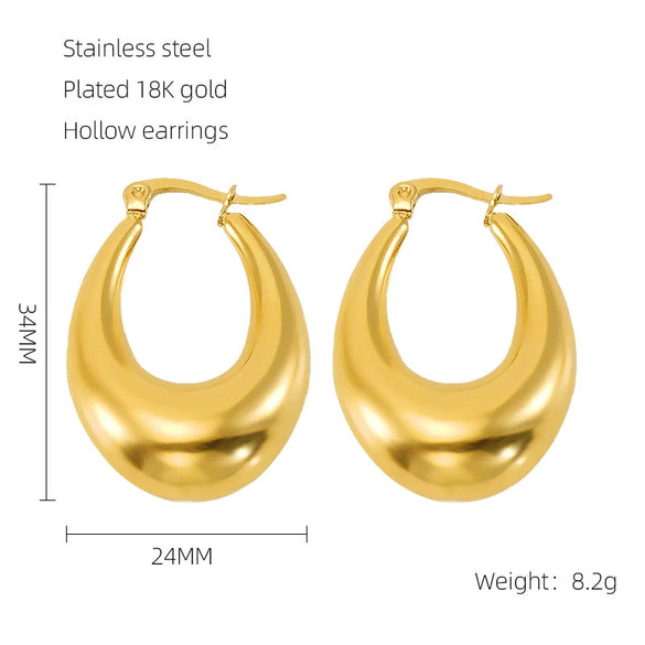 Women's 316L Stainless Steel Hollow Ushape Geometric Electroplating Earrings