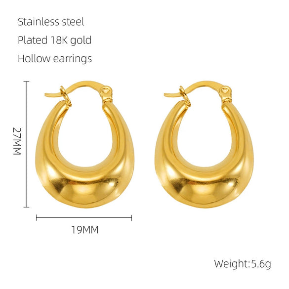 Women's 316L Stainless Steel Hollow Ushape Geometric Electroplating Earrings