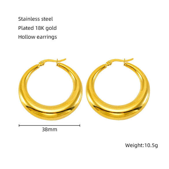 Women's 316L Stainless Steel Hollow Ushape Geometric Electroplating Earrings