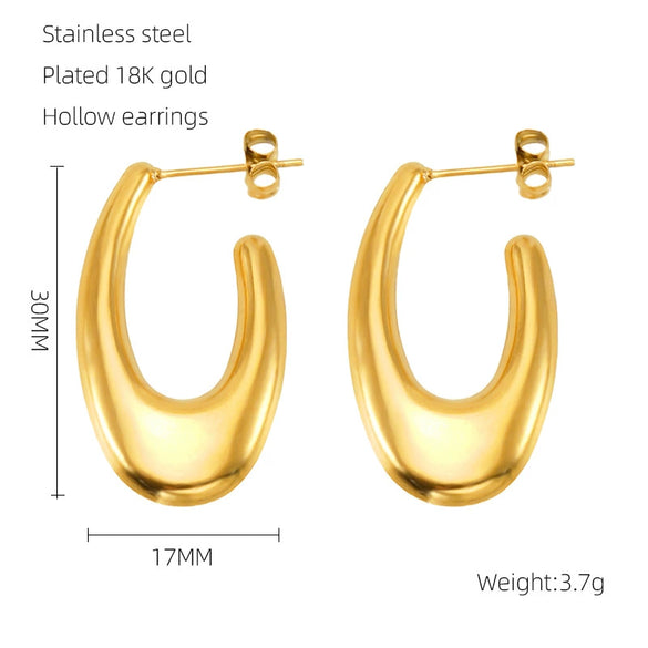 Women's 316L Stainless Steel Hollow Ushape Geometric Electroplating Earrings