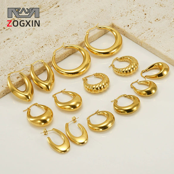 Women's 316L Stainless Steel Hollow Ushape Geometric Electroplating Earrings