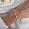 Women's Stainless Steel Imitation Pearl Double Layer Bracelet With Heart And Flower Design Electroplated Retro Fashion Jewelry
