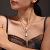 Women's 316L Stainless Steel Imitation Pearl Pendant Necklace Light Luxury Geometric Electroplated Design