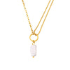 Women's 316L Stainless Steel Imitation Pearl Pendant Necklace Light Luxury Geometric Electroplated Design