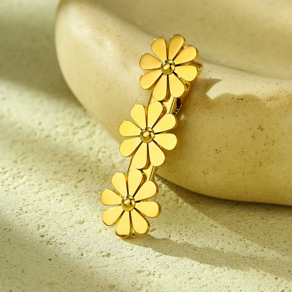 Women's Stainless Steel Inlay Fashion Flower Petals Oneword Clip Hairpin