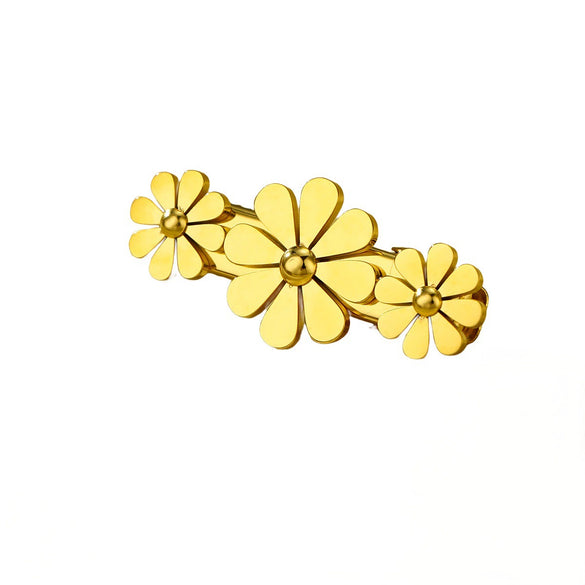 Women's Stainless Steel Inlay Fashion Flower Petals Oneword Clip Hairpin